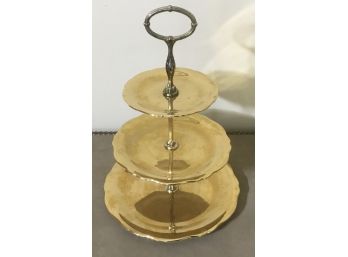 Antique Royal Winton Gold Wash 3 Tier Stand