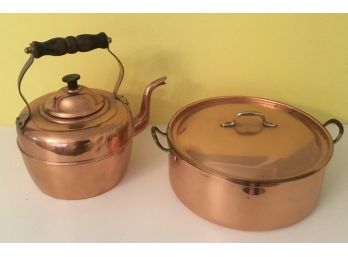 Vintage Copper Tea Kettle, Pot Tagus & English
