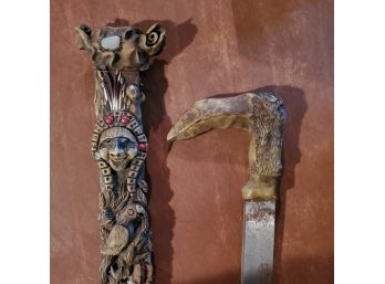 Ceremonial Dagger With Duck Bill Handle & Heavy Ornamentation