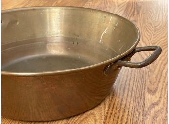 Large Vintage Copper Bowl With Handle