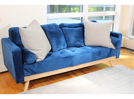 Joybird Contemporary Tufted Blue Sofa
