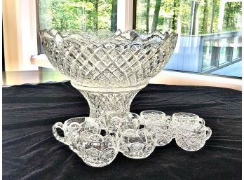 Beautiful Cut Glass Punch Bowl Set