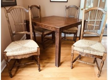 Vintage Italian Import Dining Table, Chairs And Custom Made Glass Top