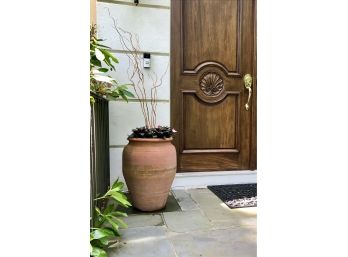 Large TerraCotta Urn Style Planter With Flowers #1