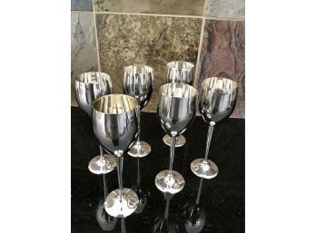 Set Of 6 Electro Plate Wine Glasses