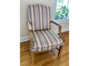 Custom Upholstered Peach Striped  Accent Chair #1