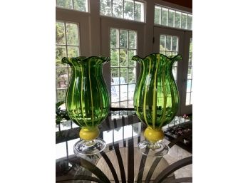 Bold And Bright Pair Of Vases