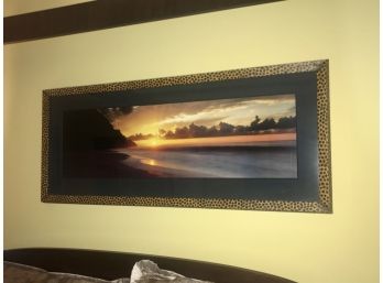 Custom Made / Hand Painted Leopard Print Frame With Beach Sunset Picture