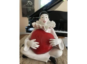 Art Deco Pierrot Holding Heart Music Box