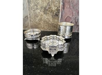 3 International Silver Co. Silver Plate Candleholders/ Vanity Items