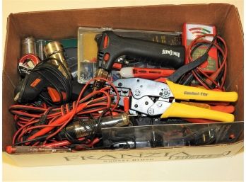 Misc Box Of Electrician Contents And Tools