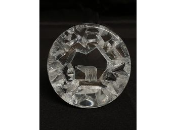 Vintage Signed & Numbered Glass Polar Bear Paperweight