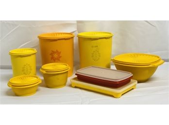 Large Group Of Vintage Yellow & Orange Tupperware Containers
