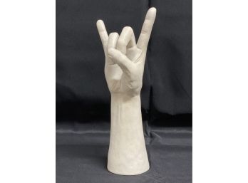 Life Sized Plaster Horn 'Rock On ' Hand Sign Sculpture