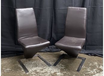 Set Of (2) Upholstered Zig Zag Chairs
