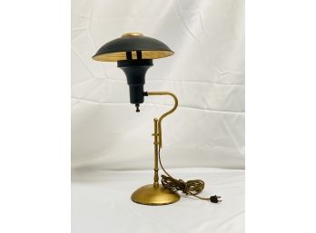Vintage MCM Black & Gold Flying Saucer Style Des Lamp