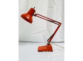 Vintage MCM Ledu Orange Articulating Desk Lamp