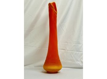 Vintage MCM Monumental Orange Slag Glass Floor Vase  - 34' -