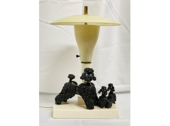 Vintage 1950's Modern Poodle Dog Ceramic & Fiberglass Lamp