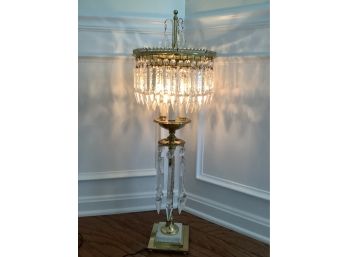Beyond Exquisite. Vintage Crystal Brass And Marble Chandelier Lamp