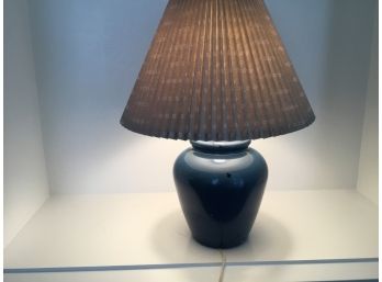 Blue Ceramic Lamp Base With Pretty Lampshade