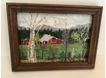 Beautiful 5x7 Painting Of A Farm On Canvas