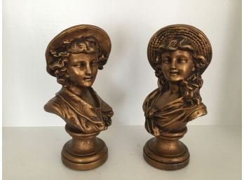 Vintage Bronze Colored Busts As Pictured