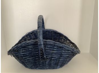 Pretty Blue Woven Basket 19 Inches Wide