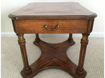 Vintage Beautiful Oak Side Table With Drawer Exquisite Top!