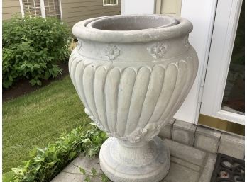 24 Inch White Decorative Clay Urn Planter