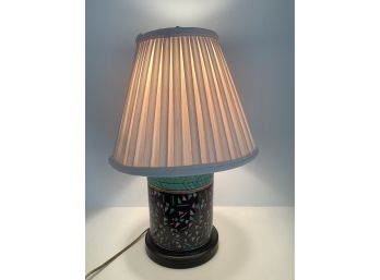 Vintage 16 Inch Lamp Ceramic Pink Green And Black Base