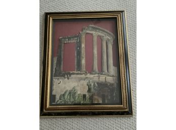 Vintage Cut Out Veduta Del Tempio Della Professionally Framed And Matted
