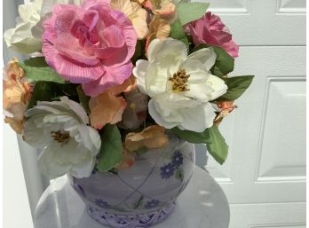 Artificial Floral Bouquet And Elegant Purple Vase