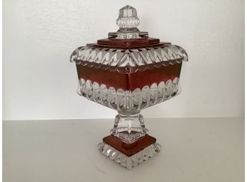 Vintage Westmoreland Ruby Stain Glass Wedding Box, Candy Dish With Lid