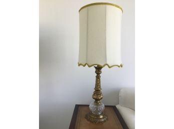 Antique Crystal And Brass Lamp Suede Bottom