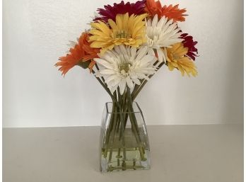 Colorful Silk Arrangement In Glass Vase