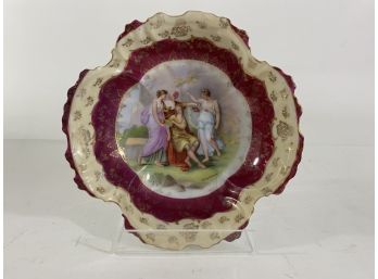 Antique Victoria Carlsbad Austria Neo-classical Cherub Muse Porcelain Bowl