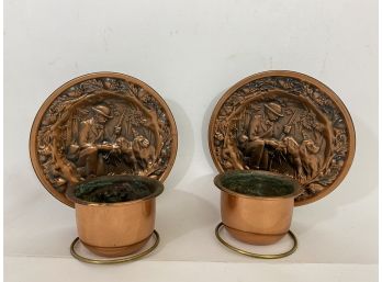 Pair Of Copper Wall Planters