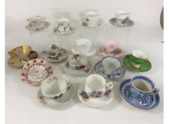 Large Group Of Single Cup And Saucers Of Various Origins