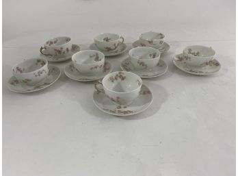 Service For 8 Floral Pattern Cup And Saucer By Limoges