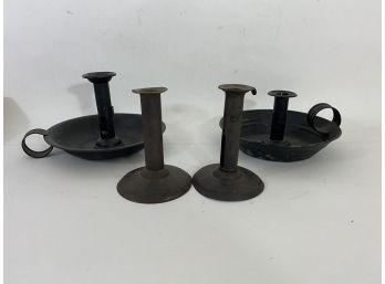 Antique Tin Candle Holder Lot