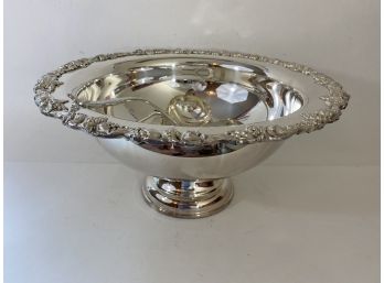 Large Silver Plate Punch Bowl With 2 Ladles