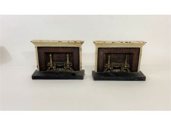 Antique Bradley & Hubbard B & H Cast Iron Fireplace Bookends