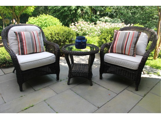 Outdoor All-Weather Wicker Table And Chairs