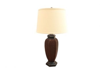 Regency Hill Tropical Jar Style Brown Woven Wicker Table Lamp