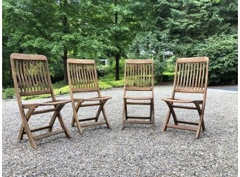 Four Outdoor Classics Teak Folding Chairs