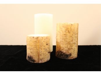 Three Pottery Barn Candles, 2 Birch