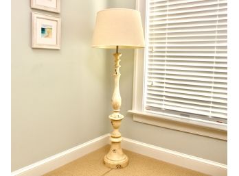 Distressed Cream Spindle Floor Lamp