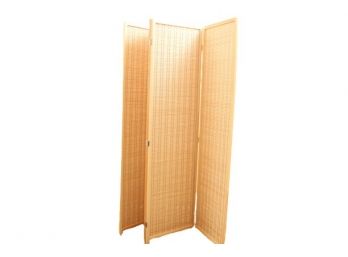 Room Divider With Natural Bamboo ,4-Panel Folding Privacy Screen Room Divider-Beige (1/4)