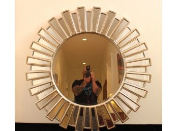 39' Quoizel Reflections Round Antiqued- Silver  Beveled Wall Mirror